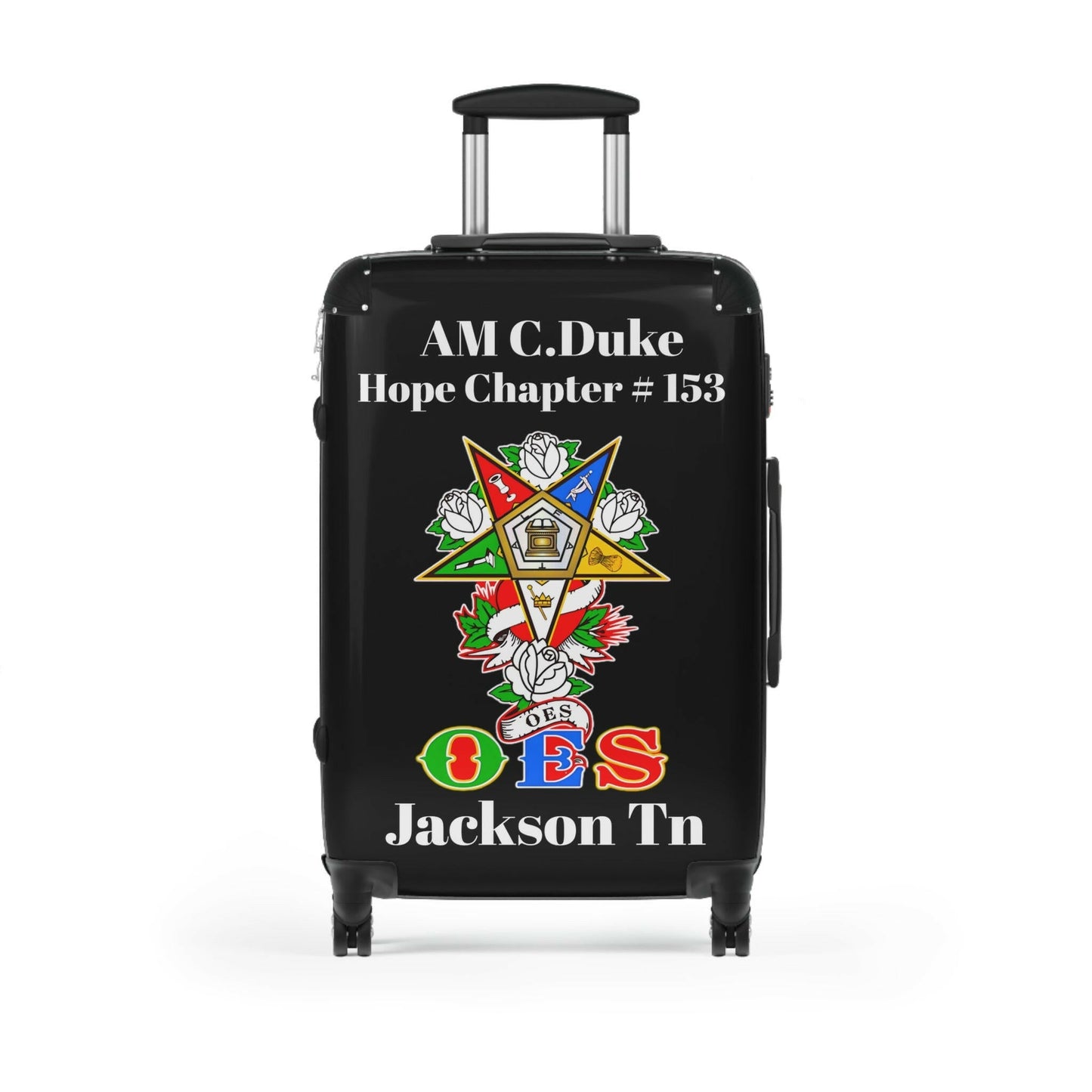 Custom Graphic Suitcases, Personalized Carry-On for Travelers, Unique Travel Gear, Ideal for Eastern Stars, Great OES Gift, AM C Duke Printify