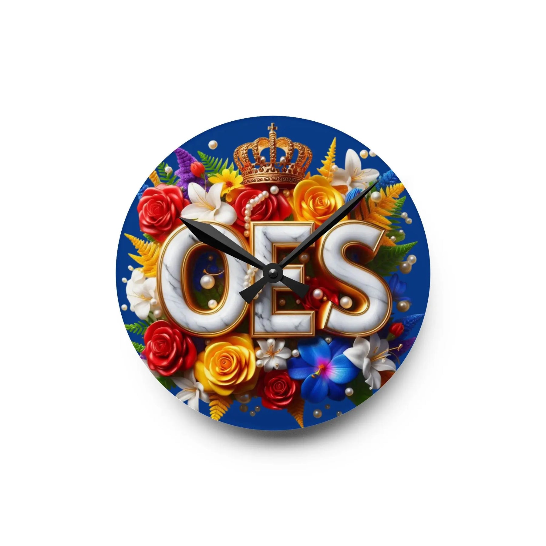 Blue OES Masonic Wall Clock - Customizable Lodge Decor Printify