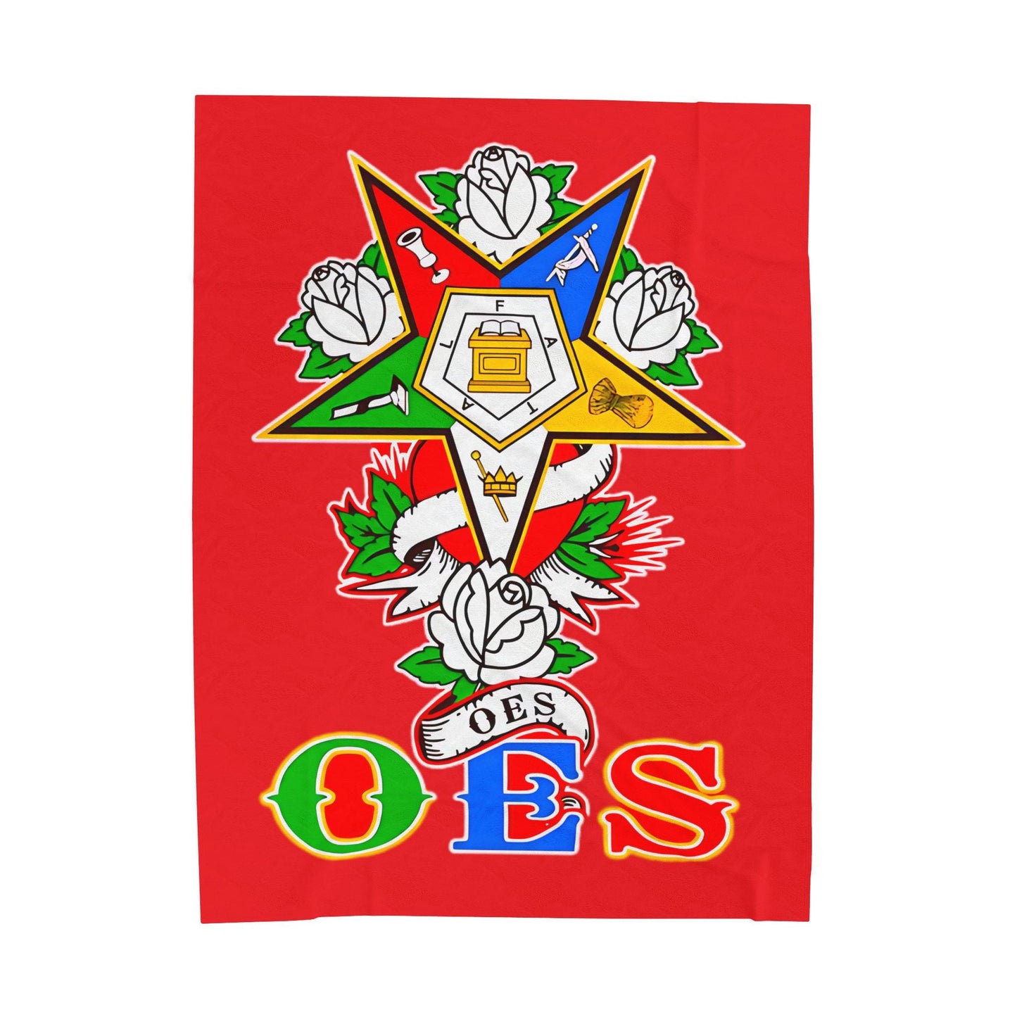 Order of Eastern Star Velveteen Plush Blanket - Soft and Cozy Throw for OES Members, Freemasons, Masonic Gifts, Masonic Decor, Lodge Printify
