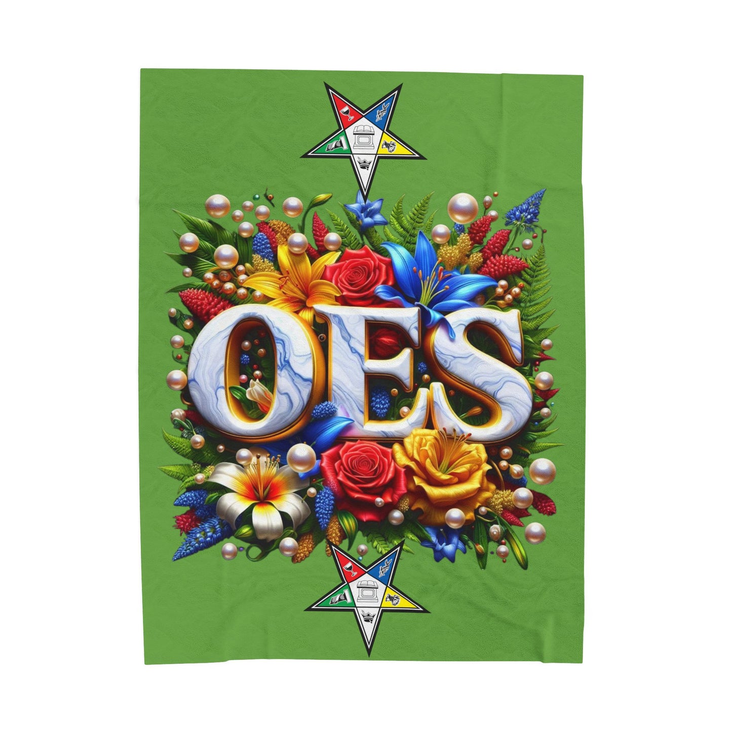 Order of Eastern Star Green Velveteen Plush Blanket - Cozy Throw for Freemasons, Masonic Home Decor, Masonic Gift, Masonic Blanket, Eastern - Nineteen 29 Kustom