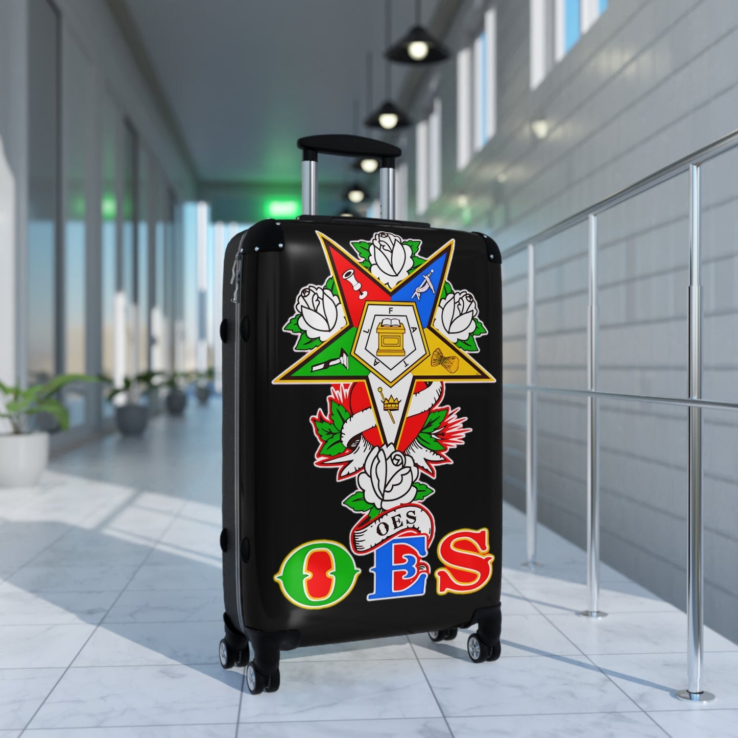 Order of Eastern Star Custom Suitcase, OES Luggage, Travel Bag, Eastern Star Gift, Organization Suitcase, Freemason Travel Gear Printify