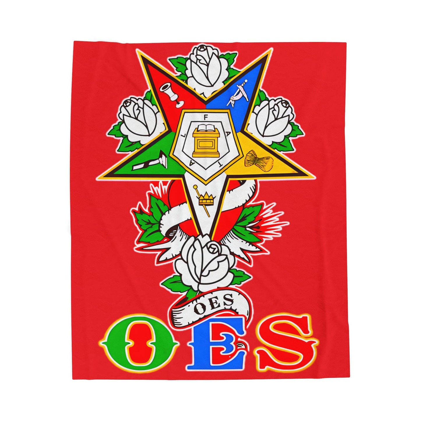 Order of Eastern Star Velveteen Plush Blanket - Soft and Cozy Throw for OES Members, Freemasons, Masonic Gifts, Masonic Decor, Lodge Printify