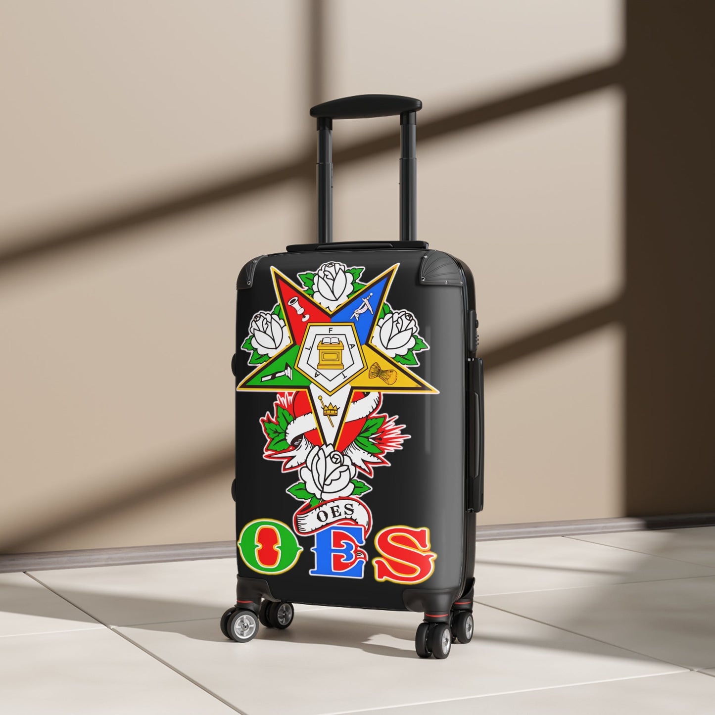 Order of Eastern Star Custom Suitcase, OES Luggage, Travel Bag, Eastern Star Gift, Organization Suitcase, Freemason Travel Gear Printify