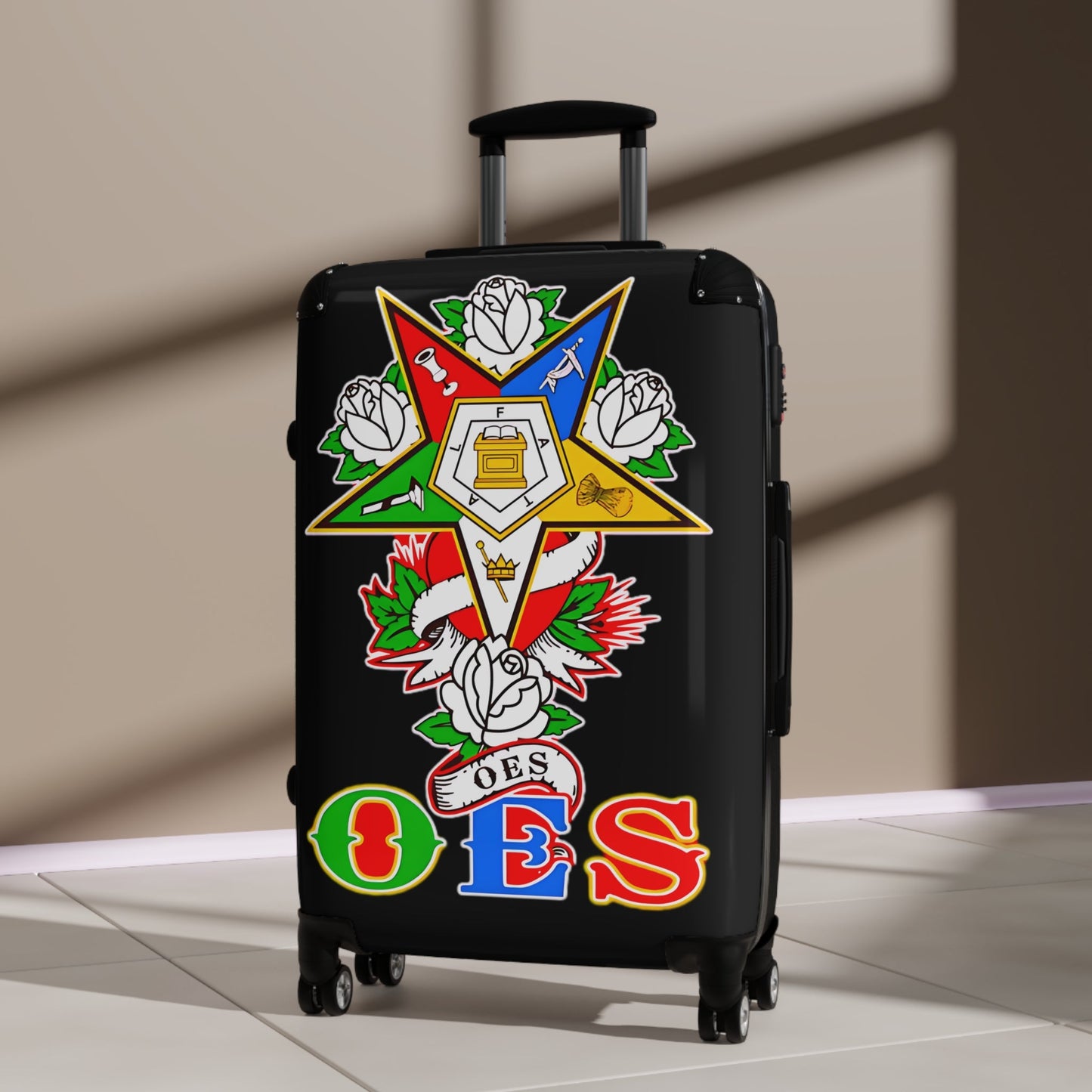 Order of Eastern Star Custom Suitcase, OES Luggage, Travel Bag, Eastern Star Gift, Organization Suitcase, Freemason Travel Gear Printify