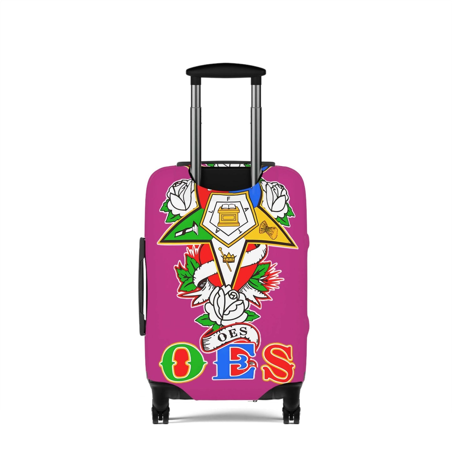 Order of Eastern Star Luggage Cover - Travel Accessory, Suitcase Protector, Freemasonry Gift, Masonic Organization, OES Emblem Printify