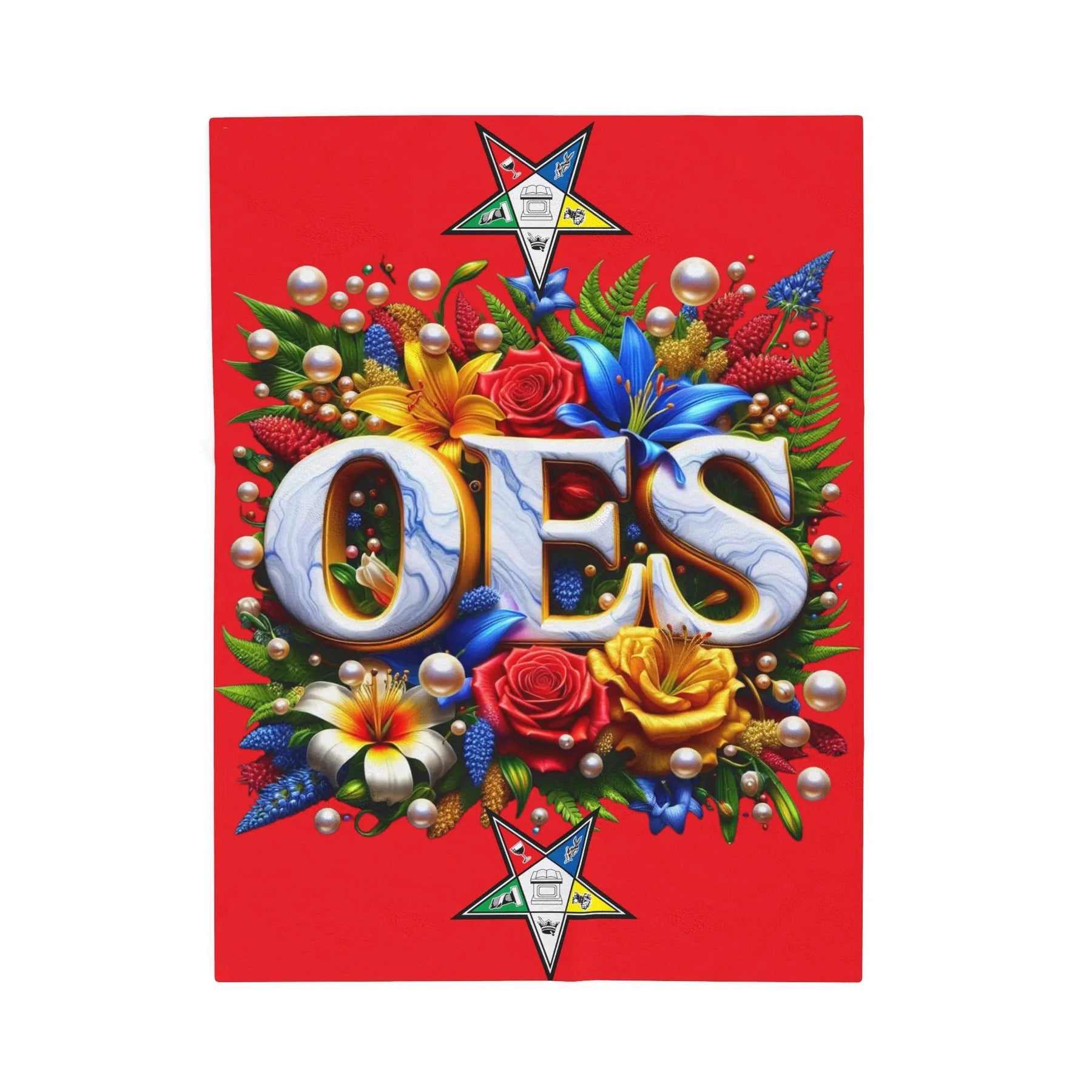 Eastern Star Red Velveteen Plush Blanket - Cozy Masonic Throw Printify