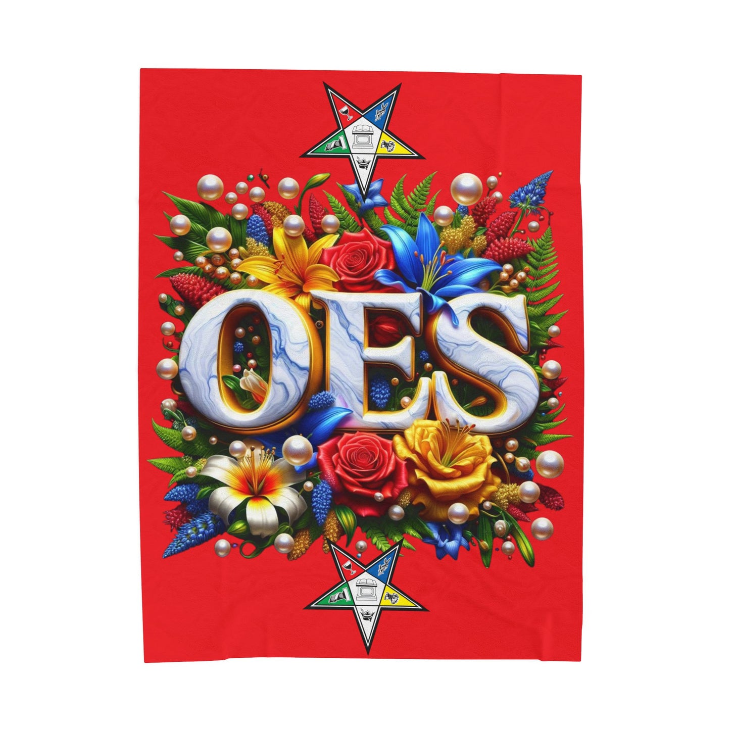 Order of Eastern Star Red Velveteen Plush Blanket - Cozy Throw for Freemasons, Masonic Home Decor, Masonic Gift, Masonic Blanket, Eastern - Nineteen 29 Kustom