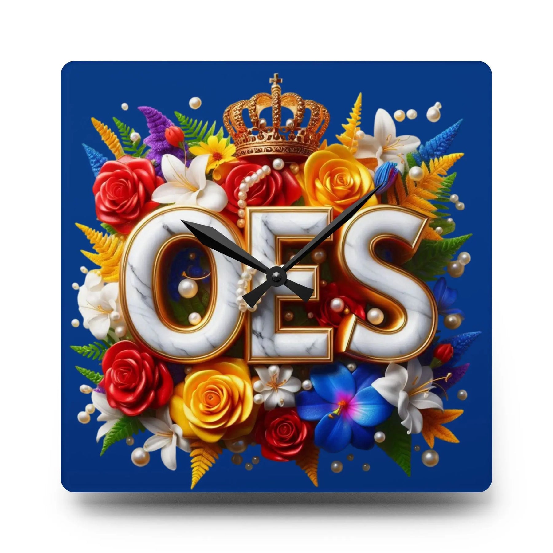 Blue OES Masonic Wall Clock - Customizable Lodge Decor Printify