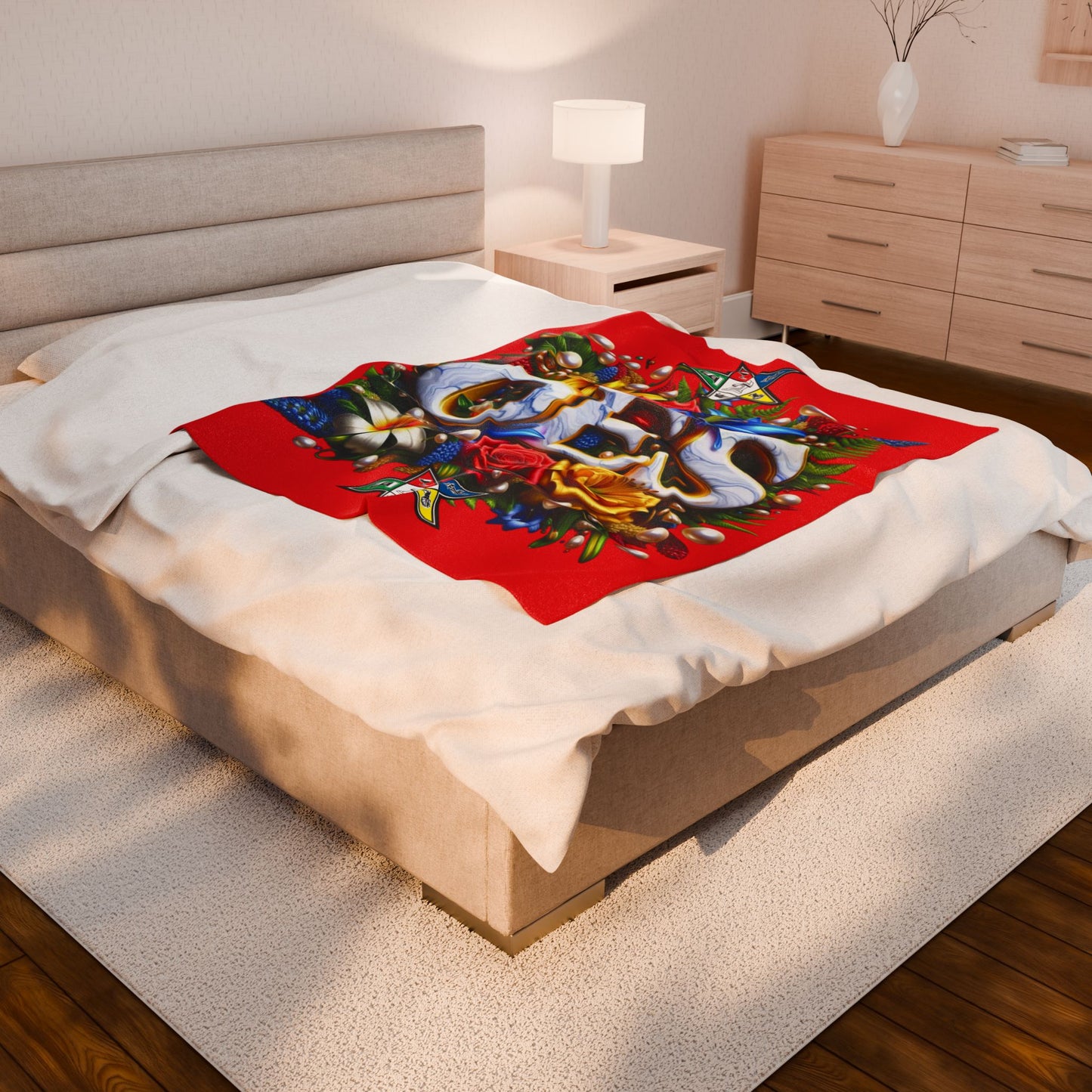 Order of Eastern Star Red Velveteen Plush Blanket - Cozy Throw for Freemasons, Masonic Home Decor, Masonic Gift, Masonic Blanket, Eastern - Nineteen 29 Kustom