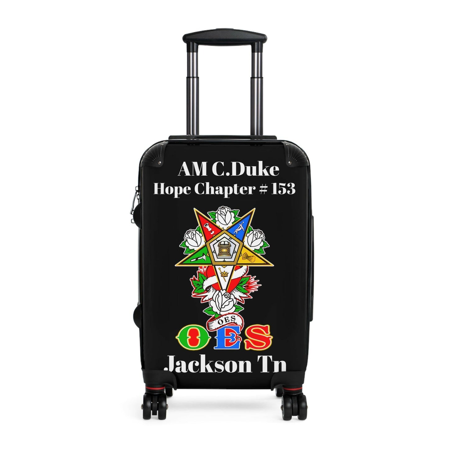 Custom Graphic Suitcases, Personalized Carry-On for Travelers, Unique Travel Gear, Ideal for Eastern Stars, Great OES Gift, AM C Duke Printify