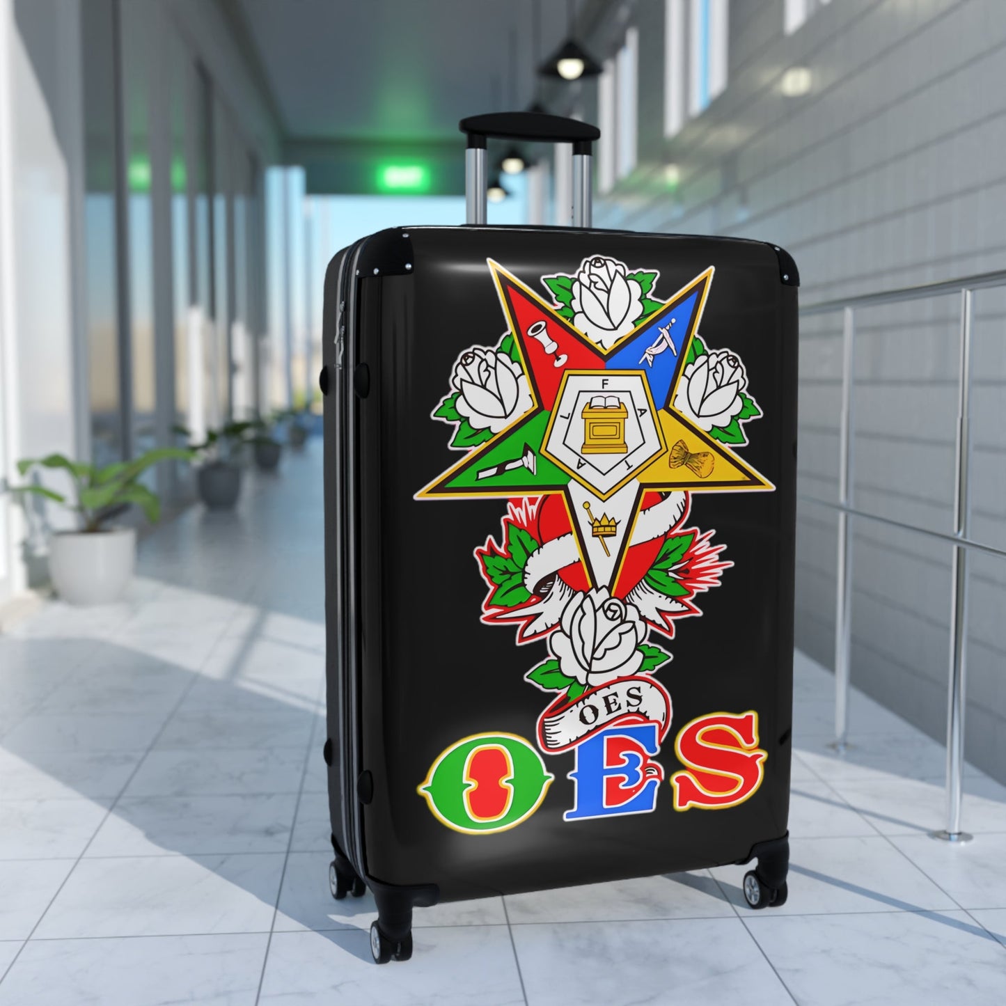 Order of Eastern Star Custom Suitcase, OES Luggage, Travel Bag, Eastern Star Gift, Organization Suitcase, Freemason Travel Gear Printify