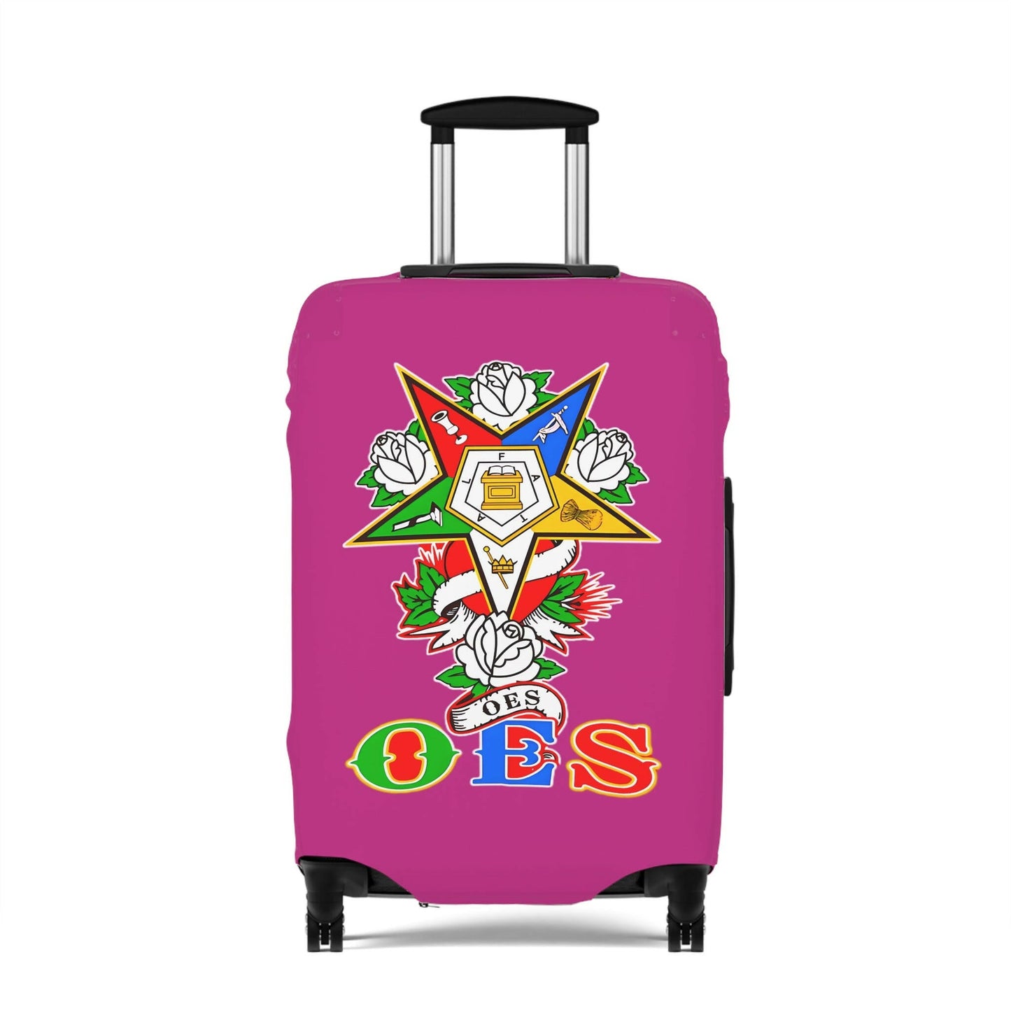 Order of Eastern Star Luggage Cover - Travel Accessory, Suitcase Protector, Freemasonry Gift, Masonic Organization, OES Emblem Printify