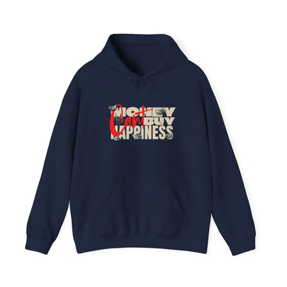 Hoodie - 'Money Can't Buy Happiness' Vintage Cash Graphic Hoodie Printify