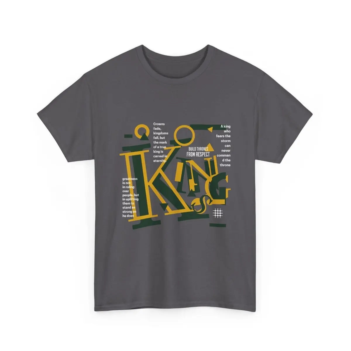 King Typography Graphic Tee — Bold Yellow Green Urban Design Printify