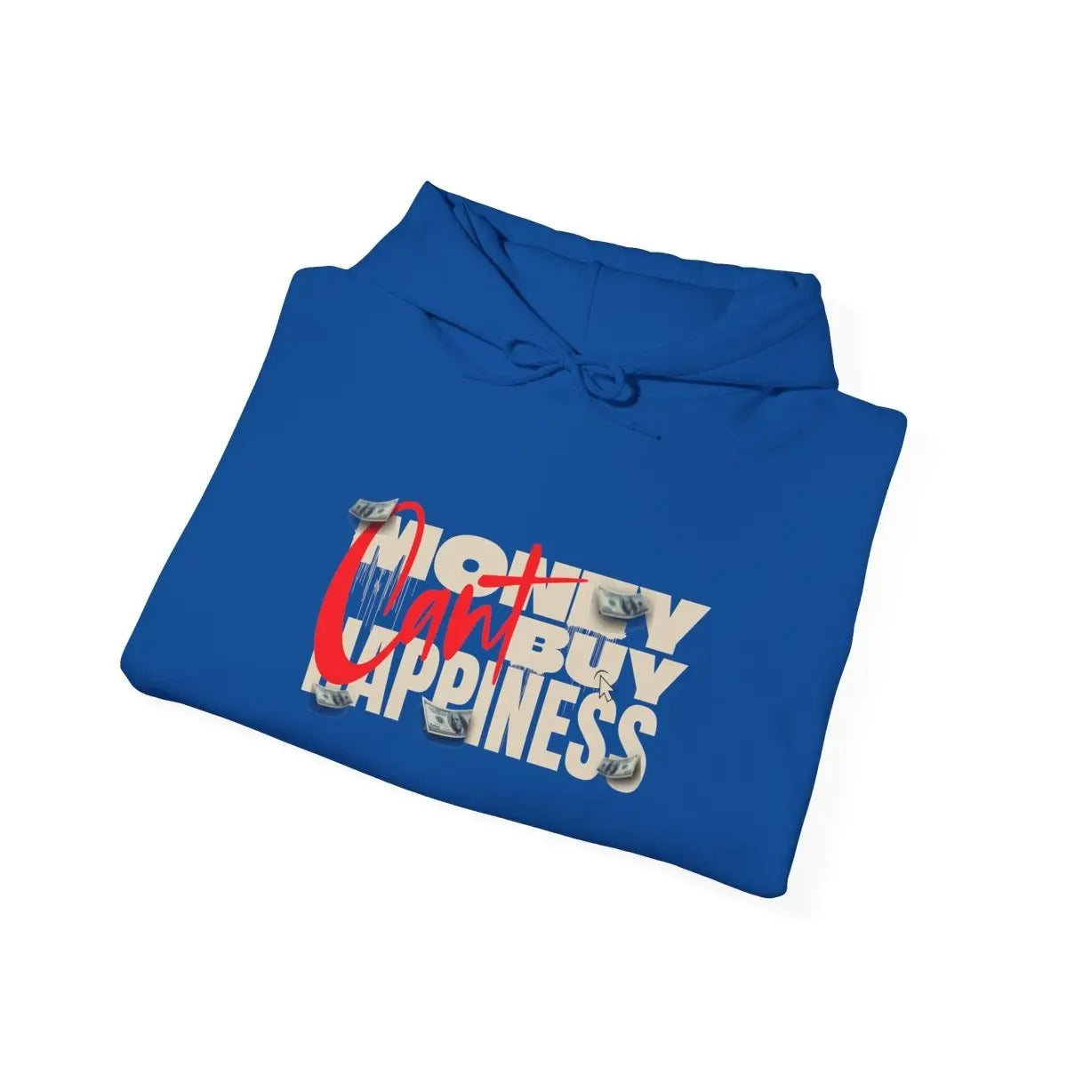 Hoodie - 'Money Can't Buy Happiness' Vintage Cash Graphic Hoodie Printify