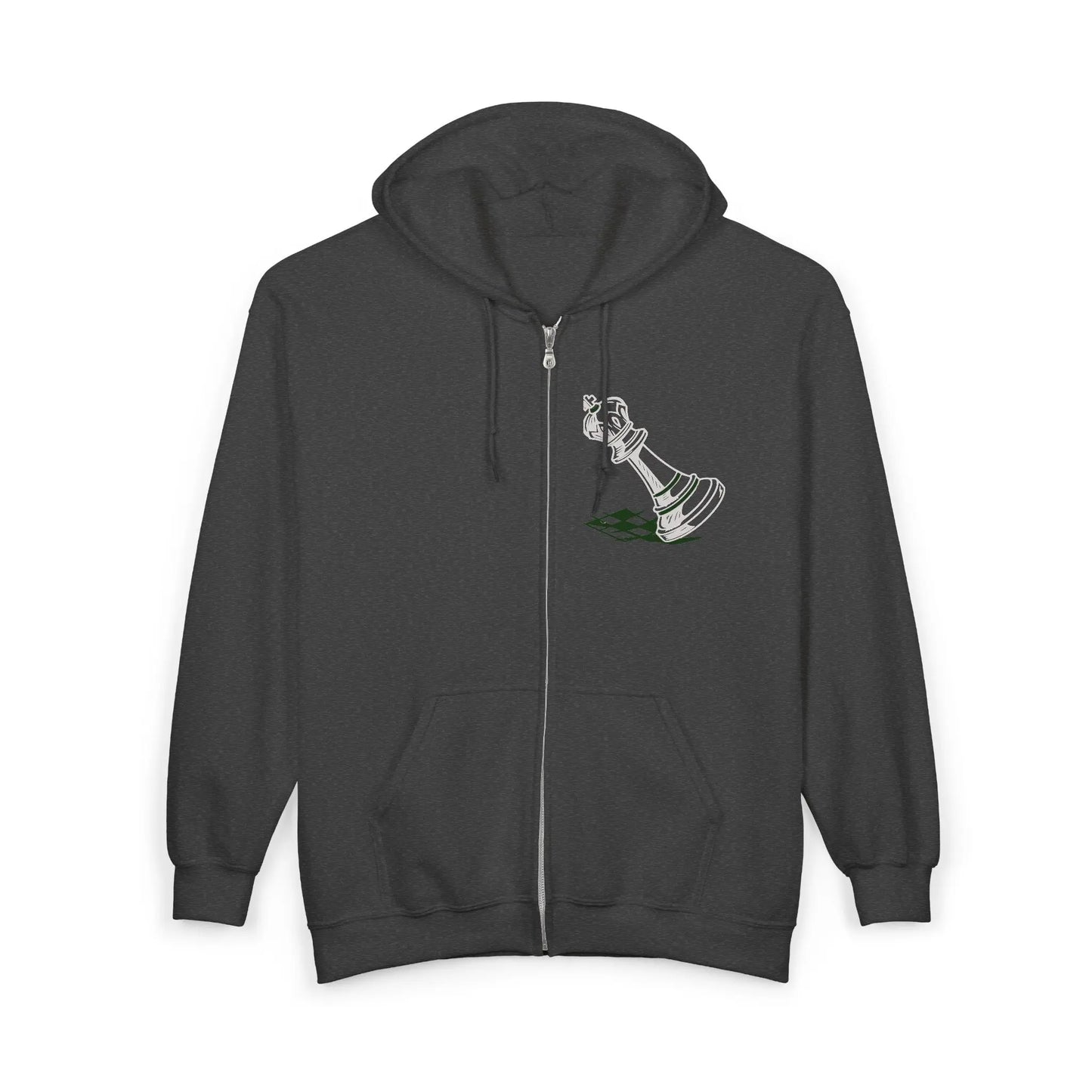 Chess King Graphic Zip Hoodie — Fallen King Design Printify