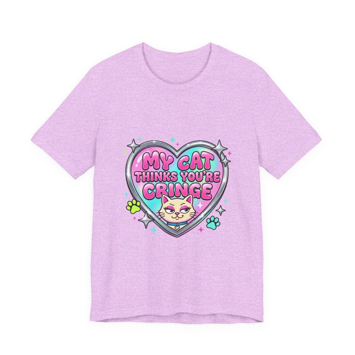 My Cat Thinks You're Cringe Tee | Y2K slogan, hot pink bubblegum style - Nineteen 29 Kustom
