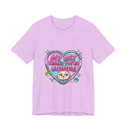 My Cat Thinks You're Cringe Tee | Y2K slogan, hot pink bubblegum style - Nineteen 29 Kustom