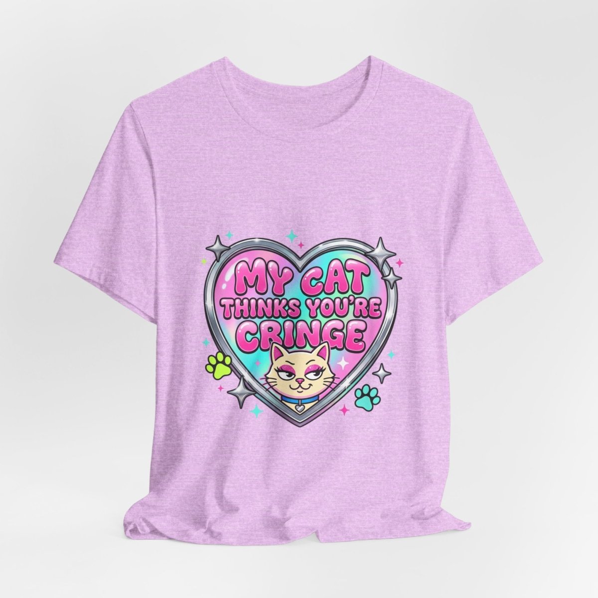 My Cat Thinks You're Cringe Tee | Y2K slogan, hot pink bubblegum style - Nineteen 29 Kustom