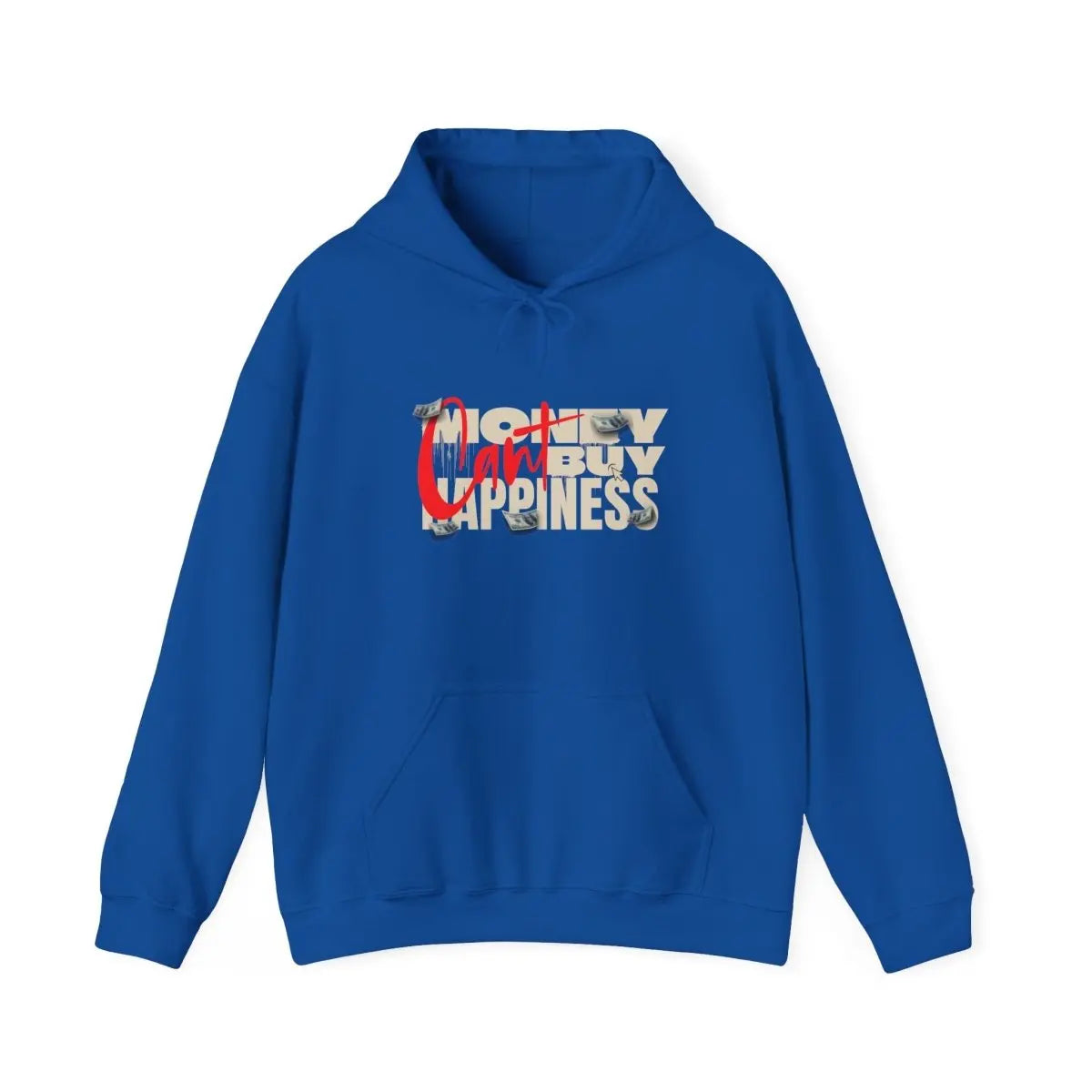Hoodie - 'Money Can't Buy Happiness' Vintage Cash Graphic Hoodie Printify