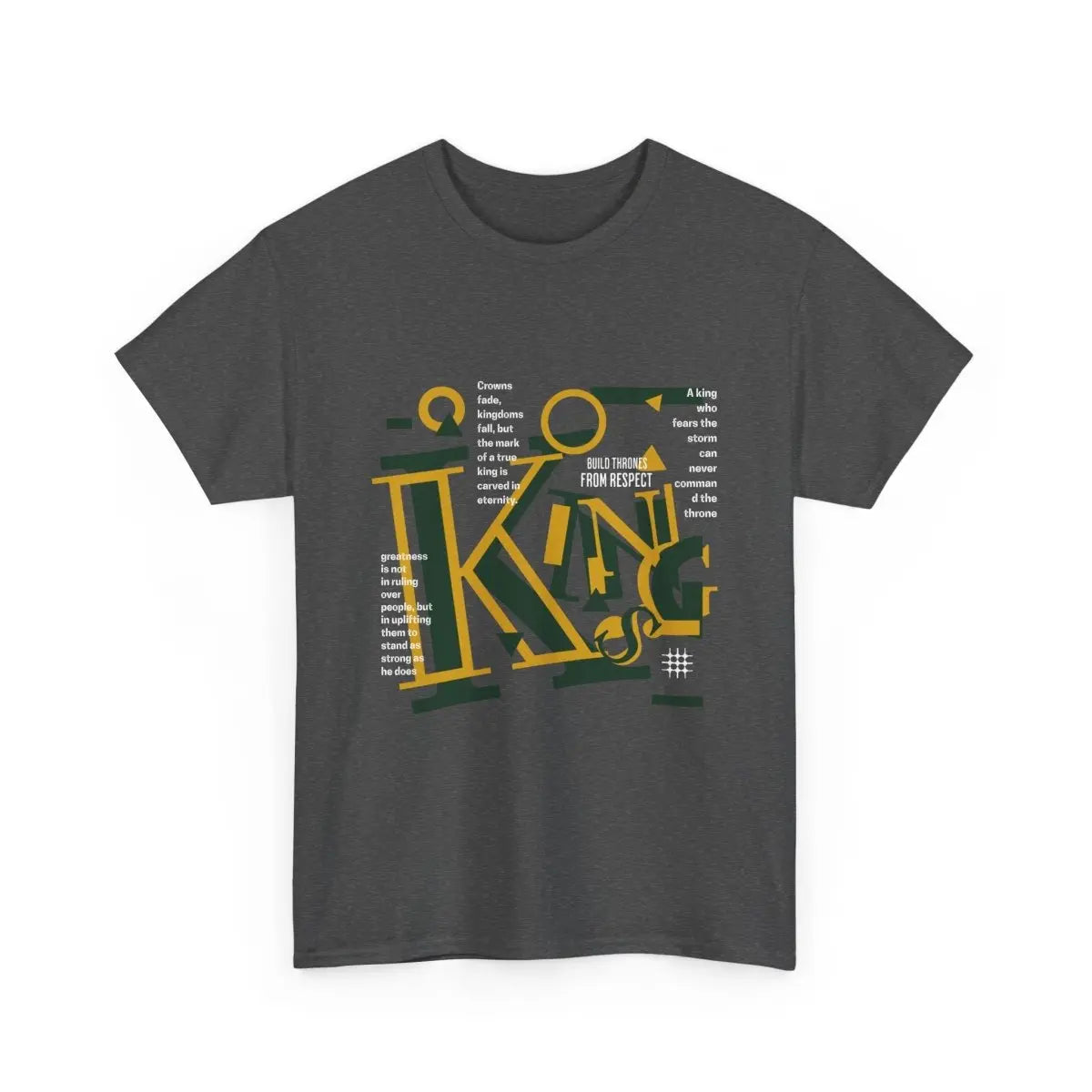 King Typography Graphic Tee — Bold Yellow Green Urban Design Printify