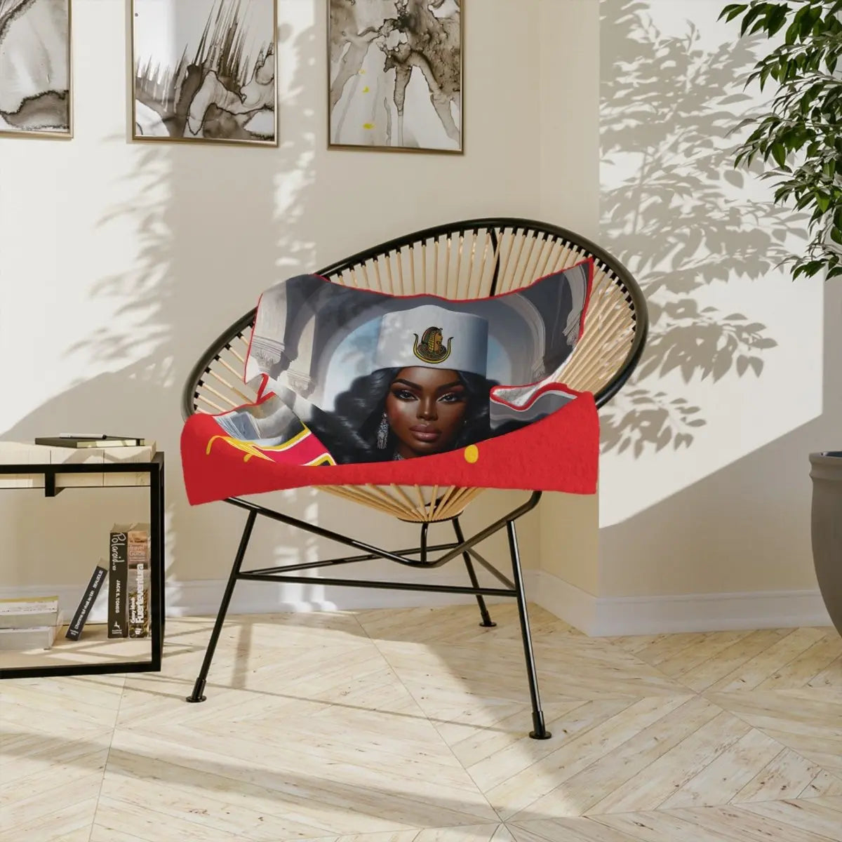 Velveteen Microfiber Blanket - Daughters of Isis Afrocentric Portrait Throw - Nineteen 29 Kustom