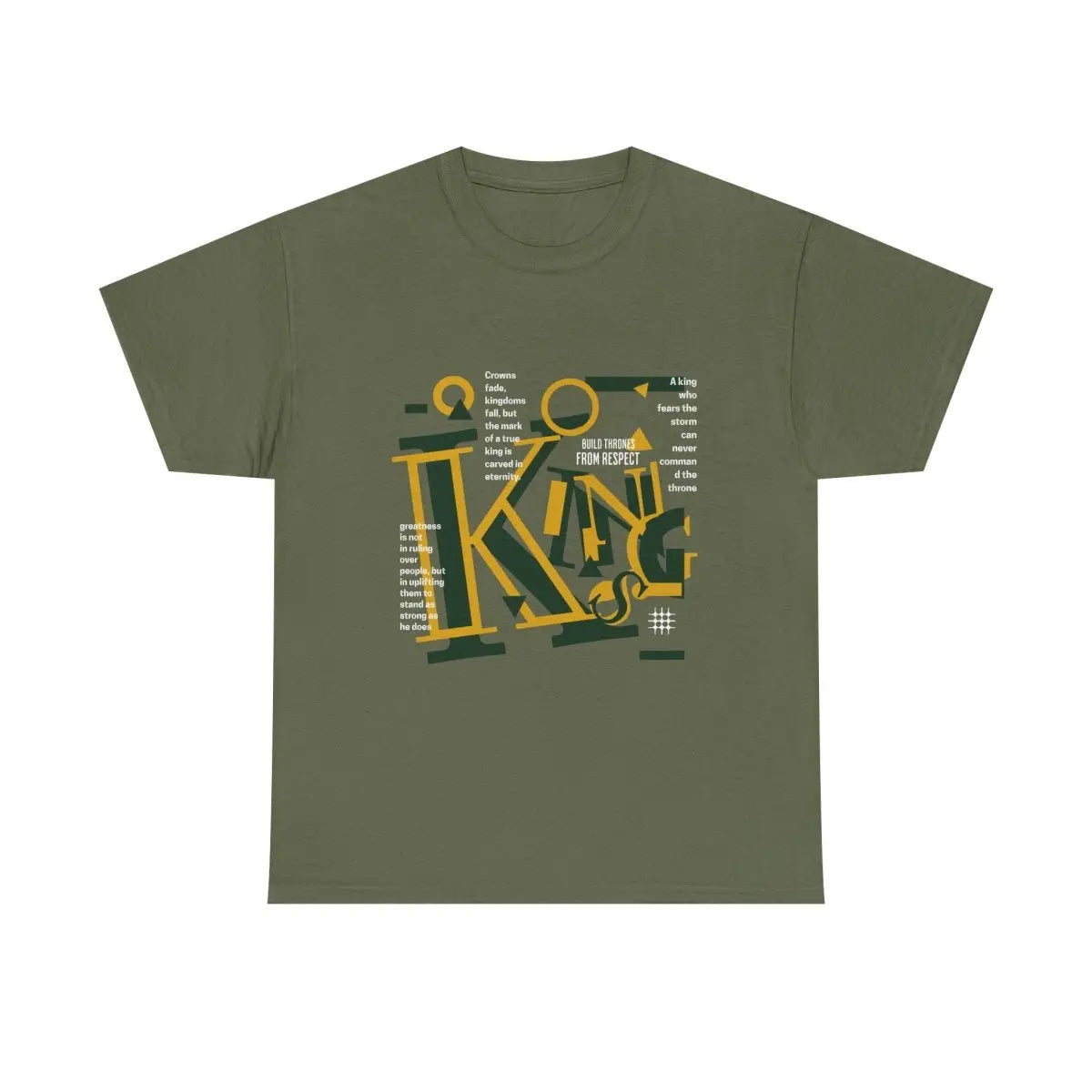King Typography Graphic Tee — Bold Yellow Green Urban Design Printify