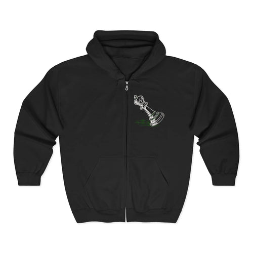 Chess King Graphic Zip Hoodie — Fallen King Design Printify