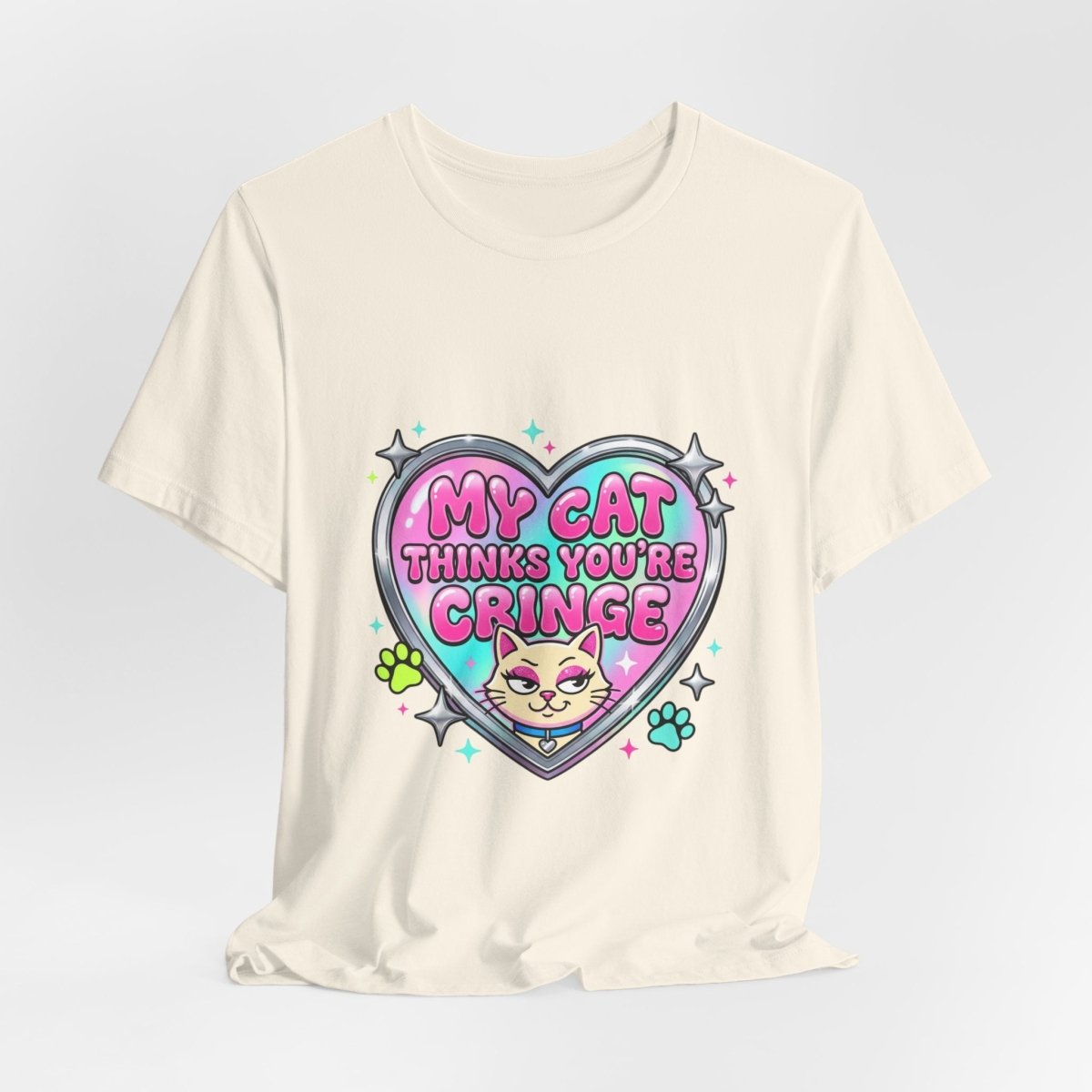 My Cat Thinks You're Cringe Tee | Y2K slogan, hot pink bubblegum style - Nineteen 29 Kustom