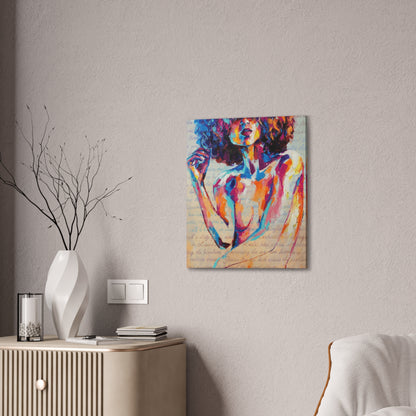 Colorful Abstract Woman Canvas Wall Art – Vibrant Afro Portrait Stretched Canvas
