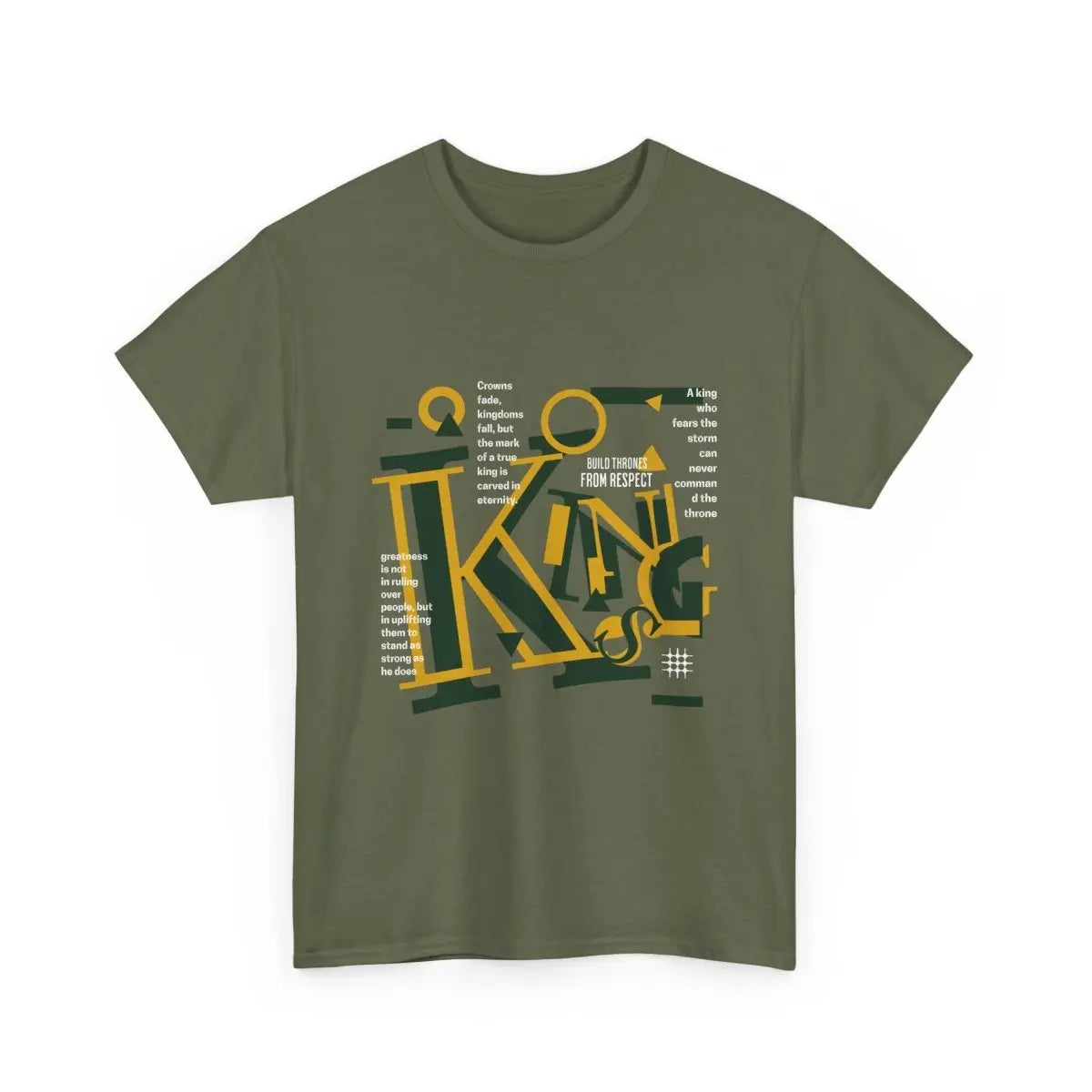 King Typography Graphic Tee — Bold Yellow Green Urban Design Printify