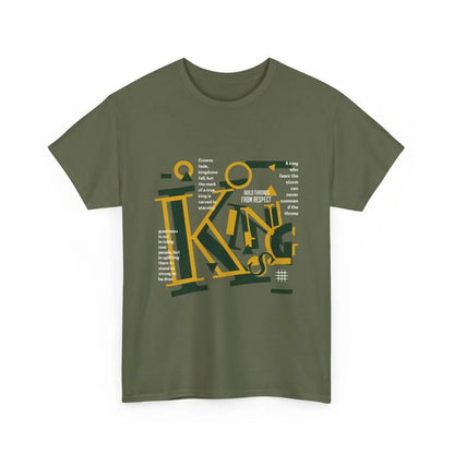 King Typography Graphic Tee — Bold Yellow Green Urban Design Printify