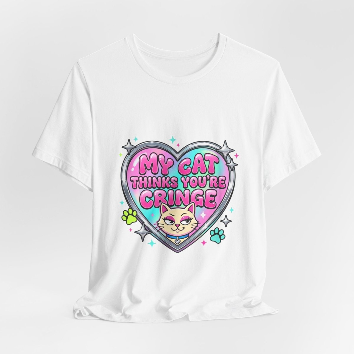 My Cat Thinks You're Cringe Tee | Y2K slogan, hot pink bubblegum style - Nineteen 29 Kustom