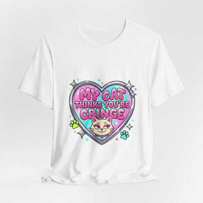 My Cat Thinks You're Cringe Tee | Y2K slogan, hot pink bubblegum style - Nineteen 29 Kustom