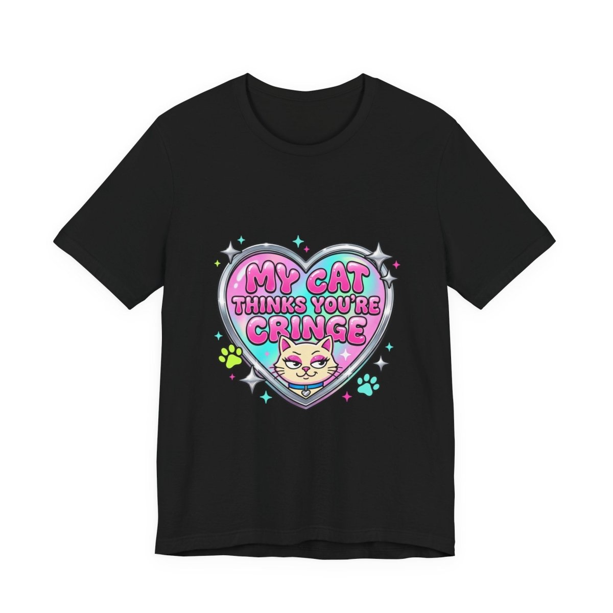 My Cat Thinks You're Cringe Tee | Y2K slogan, hot pink bubblegum style - Nineteen 29 Kustom