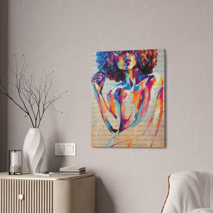 Colorful Abstract Woman Canvas Wall Art – Vibrant Afro Portrait Stretched Canvas