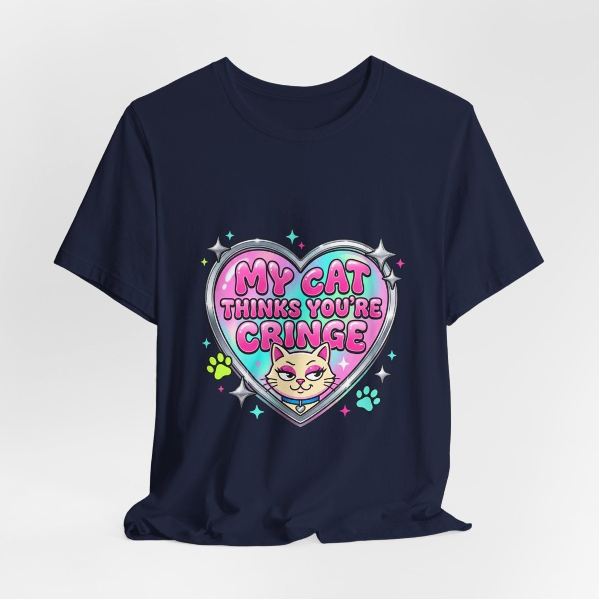 My Cat Thinks You're Cringe Tee | Y2K slogan, hot pink bubblegum style - Nineteen 29 Kustom
