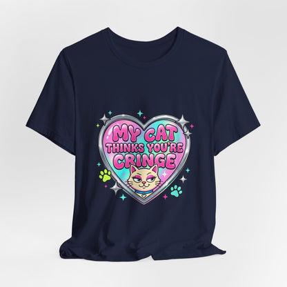 My Cat Thinks You're Cringe Tee | Y2K slogan, hot pink bubblegum style - Nineteen 29 Kustom
