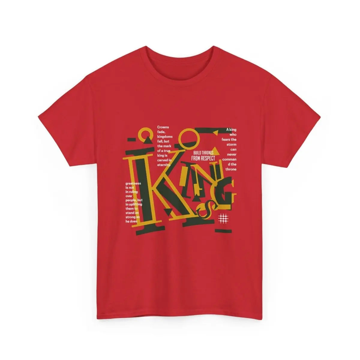 King Typography Graphic Tee — Bold Yellow Green Urban Design - Nineteen 29 Kustom