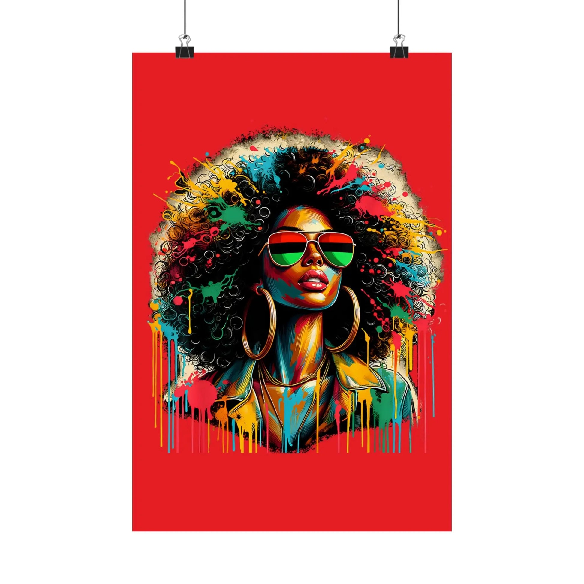 Vibrant Afro Art Print - Colorful Satin Poster for Her - Home Decor & Empowerment Gift Printify