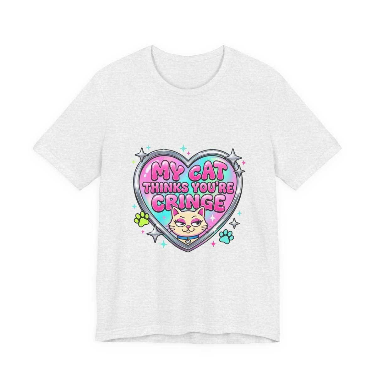 My Cat Thinks You're Cringe Tee | Y2K slogan, hot pink bubblegum style - Nineteen 29 Kustom