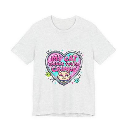 My Cat Thinks You're Cringe Tee | Y2K slogan, hot pink bubblegum style - Nineteen 29 Kustom