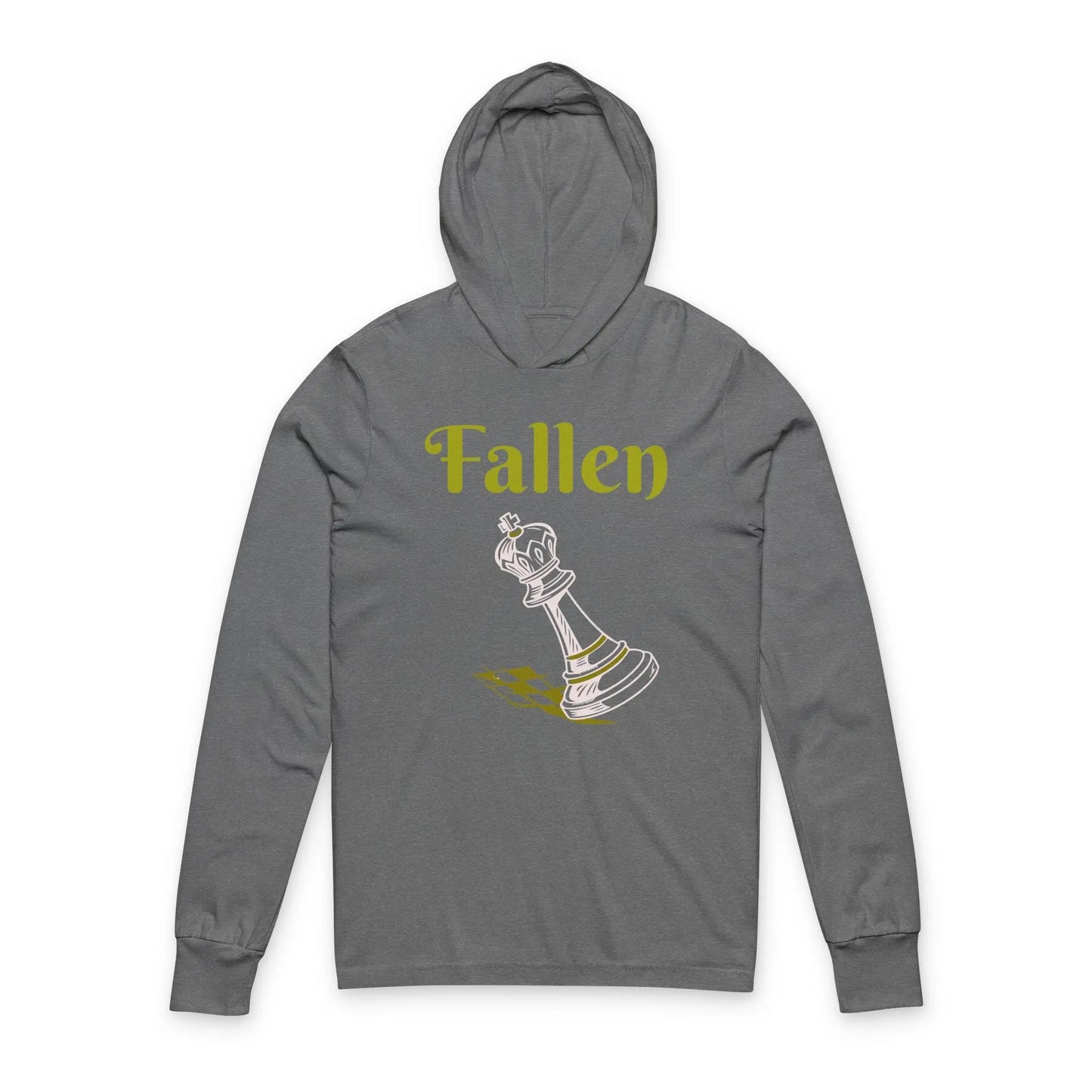 Fallen King Hoodie Tee — Vintage Script Long-Sleeve Hooded Shirt Printify