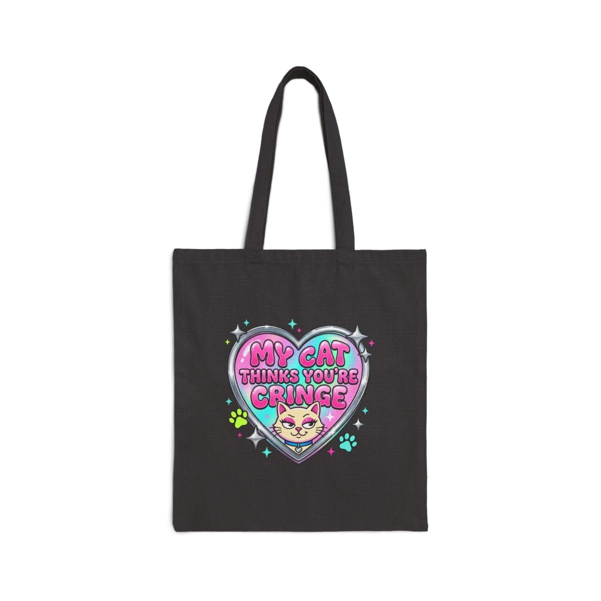 My Cat Thinks You’re Cringe Tote | Y2K slogan, hot pink, bubblegum aesthetic - Nineteen 29 Kustom