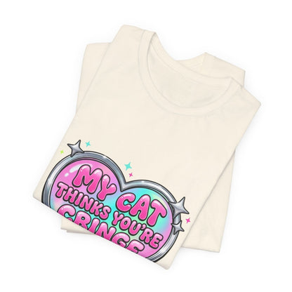 My Cat Thinks You're Cringe Tee | Y2K slogan, hot pink bubblegum style - Nineteen 29 Kustom