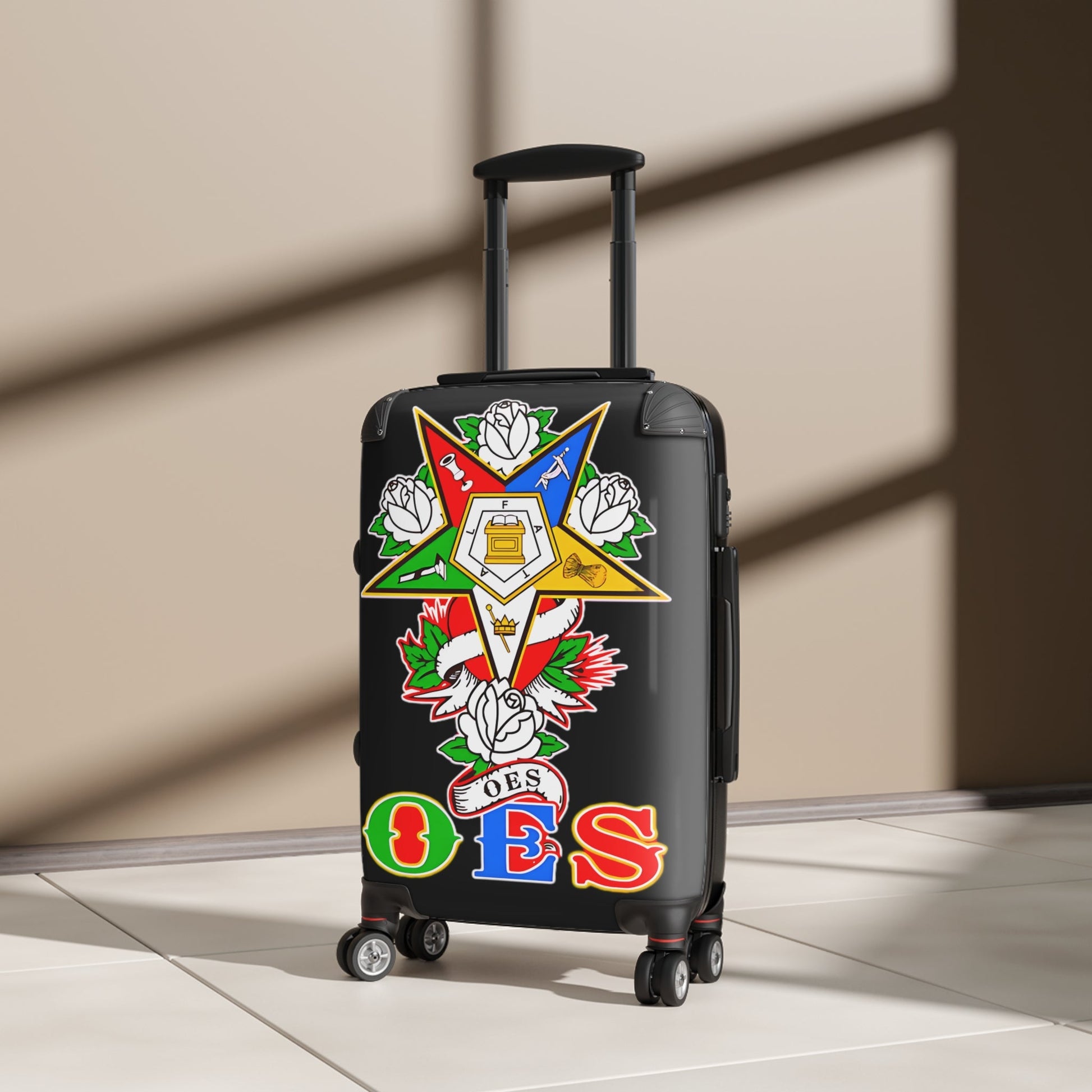 Order of Eastern Star Custom Suitcase, OES Luggage, Travel Bag, Eastern Star Gift, Organization Suitcase, Freemason Travel Gear Printify