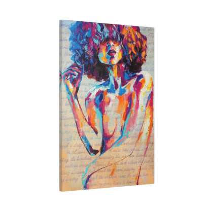 Colorful Abstract Woman Canvas Wall Art – Vibrant Afro Portrait Stretched Canvas