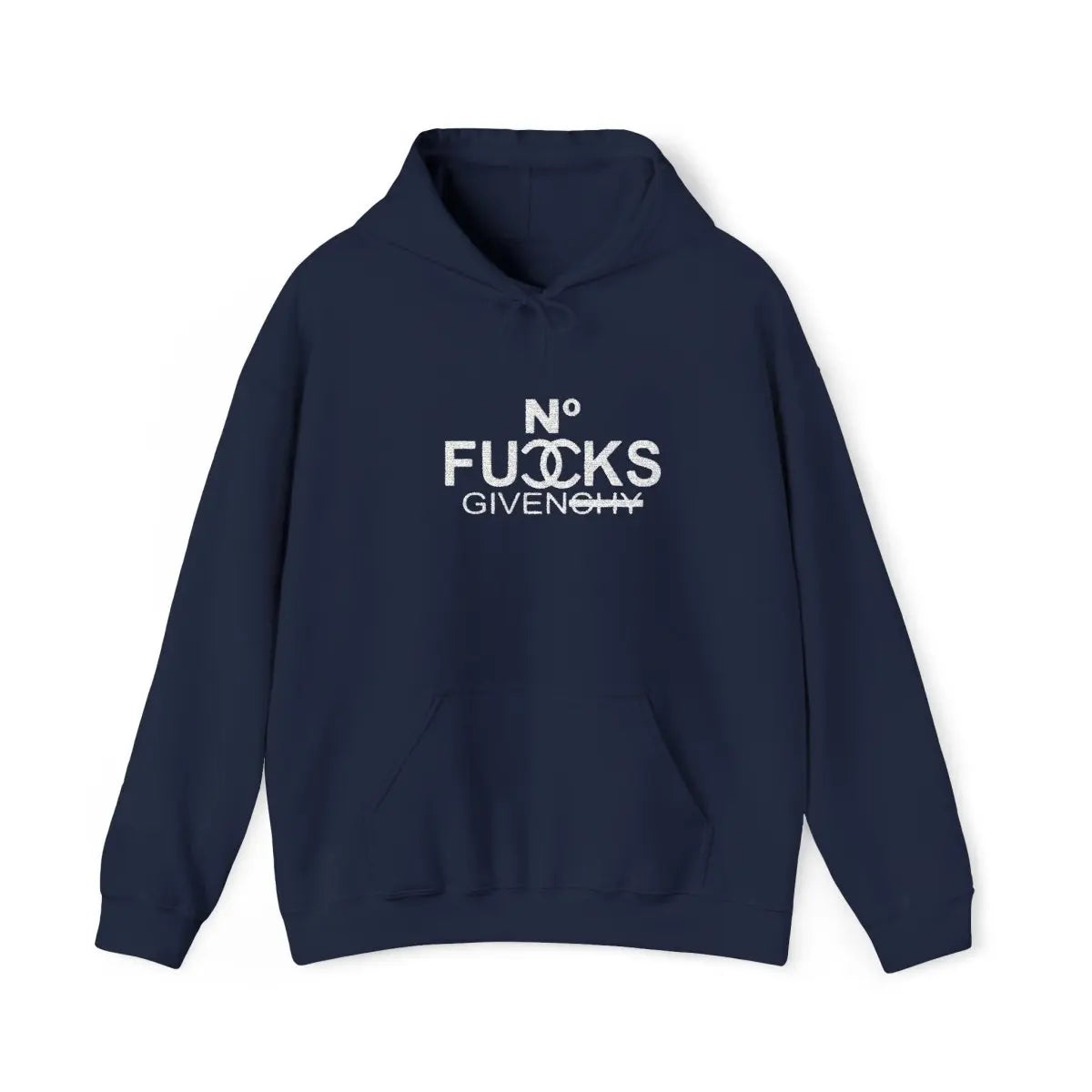 Graphic Hoodie - 'No Fucks Given' Distressed Design Printify