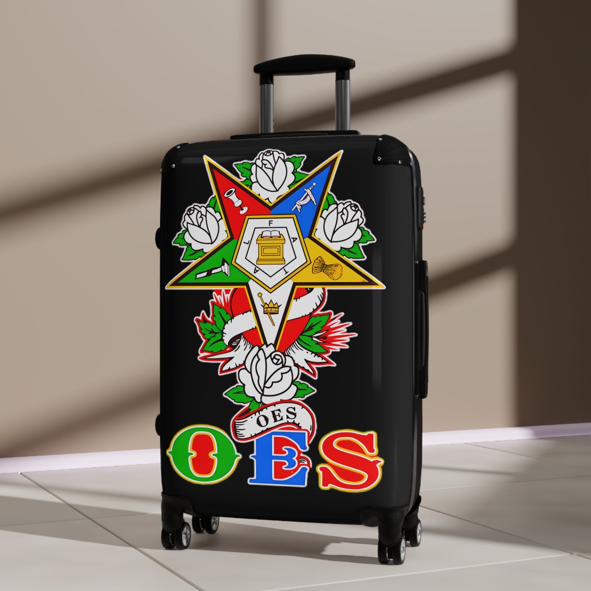 Order of Eastern Star Custom Suitcase, OES Luggage, Travel Bag, Eastern Star Gift, Organization Suitcase, Freemason Travel Gear Printify