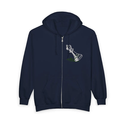 Chess King Graphic Zip Hoodie — Fallen King Design Printify